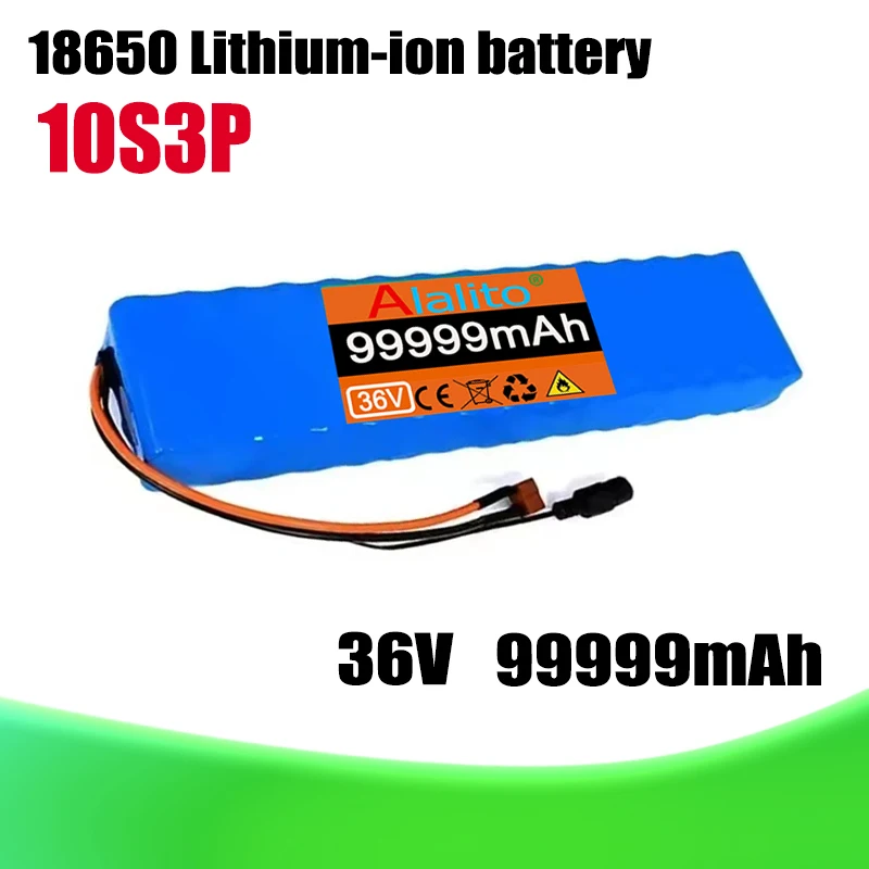 18650 lithium-ion battery 10S3P 36V 99999mAh, suitable for 250W-500W devices+42V 2a charger, built-in 15A BMS