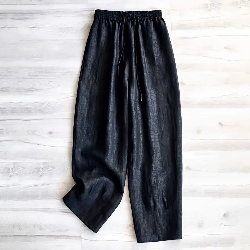 

2025 New Spring Casual Pants Women Elastic Waistband Made of Real Silk Makes Slim Sweatpants Female Y2k Clothes