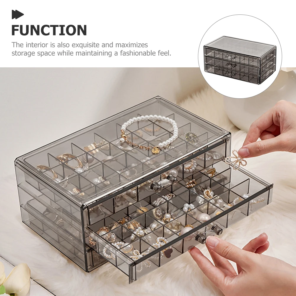 

Drawer Jewelry Storage Box Organizer Case for Necklaces Rings Earrings Lipstick Portable Travel Size Compact Accessories Holder