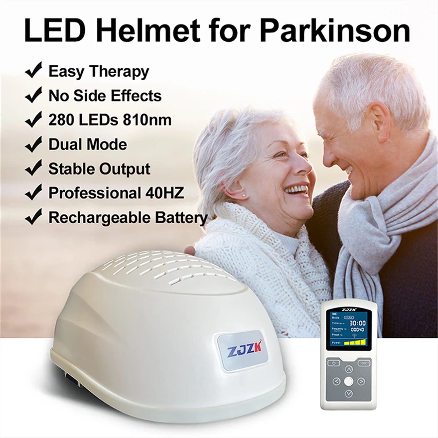 ZJZK Photobiomodulation Brain Improvement Device Infrared LED Brain Parkinson Alzheimer Stroke Therapy 810nm Red Light Helmet