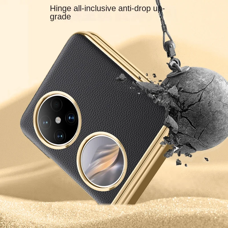 Leather cover metal plated hinge camera bracket Back Cover For Huawei Pocket 2 6.94 inch HD screen protect shockproof Phone Case