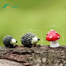 Jardín de hadas gnomos terrario con musgo Artificial mini erizo con punto rojo setas en miniatura resina artesanía decoraciones para el hogar