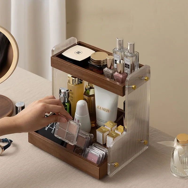 

Toilet Washbasin Skincare Storage Shelf Dressing Table Makeup Tabletop Storage Solid Wood Acrylic Countertop Storage Box ZF328