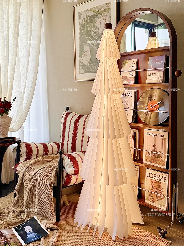 

Modern Nordic LED Floor Lamp Warm Cream Style Pleated Atmosphere Light for Living Room Sofa Study Bedroom Simple Design Fixture