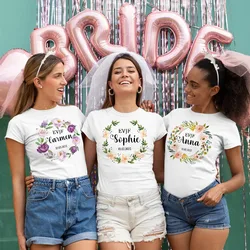 Personalised EVJF Team Bride T-shirt Bachelorette Party Graphic Tees Custom Name Bridesmaid T Shirt EVJF Wedding Engagement Tops