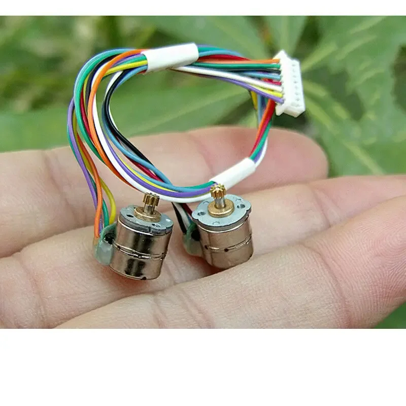 2PCS/Set Micro Mini Stepper Motor 8MM 2 Phase 4 Wire Line Stepping Motor with Small Copper Gear and Connecting  Camera Parts