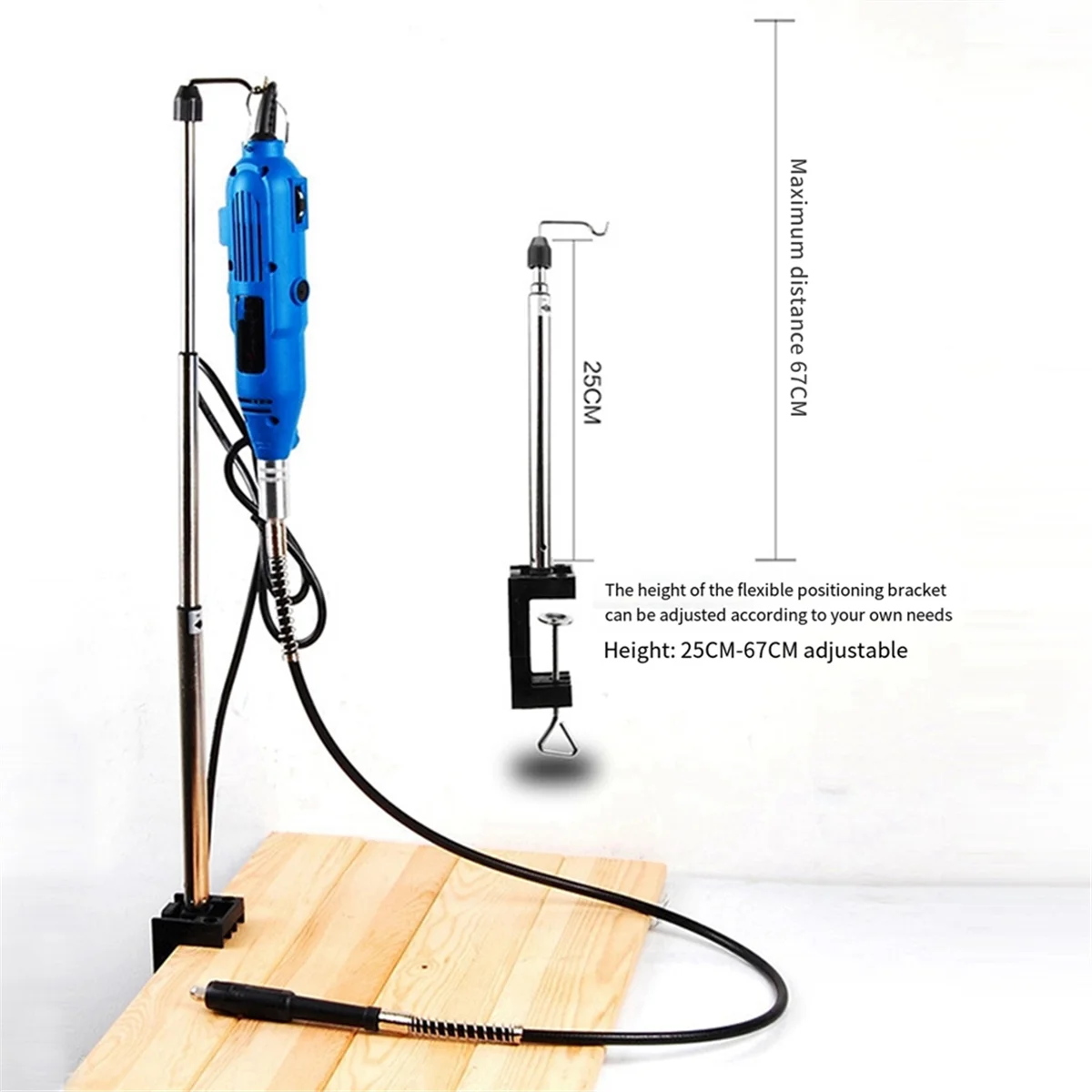 Soporte de amoladora rotativa de eje Flexible tipo abrazadera, soporte telescópico de molino eléctrico, soporte de escritorio, estante de gancho de banco de trabajo