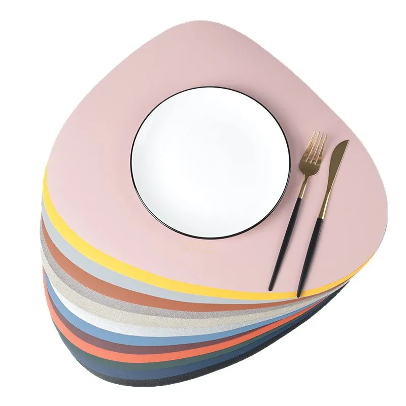 Leather Triangle Placemat Non Slip Insulation Steak Pad Nordic Design Kitchen Dining Table Mats Hotel Restaurant Home Decor