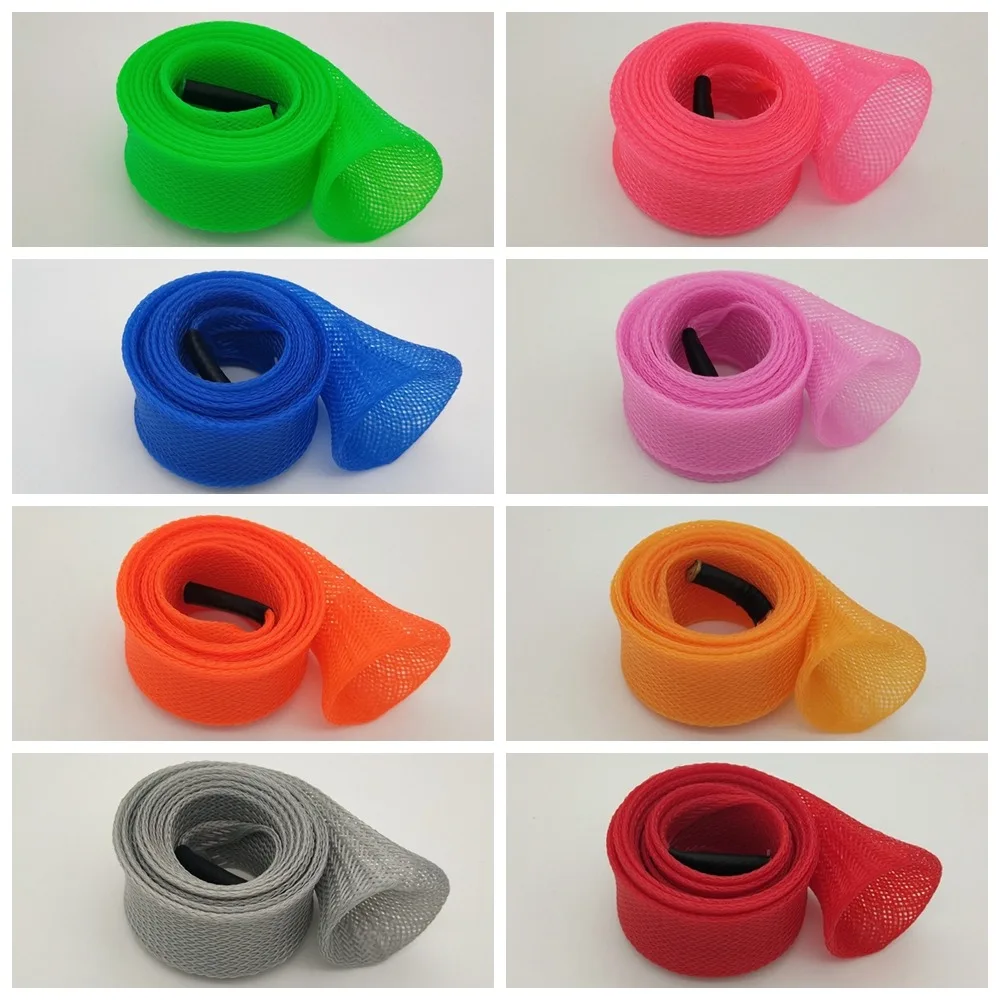 

Braided Mesh Pole Sock Braided Mesh Protector 30mm*170cm PET Fishing Rod Protector Scalable Colorful Spinning Rod Sleeve
