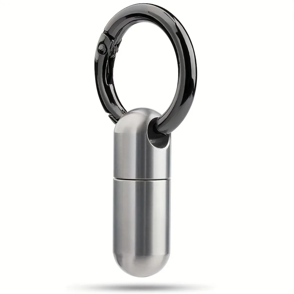 Detachable 1/2/3 Compartments Pill Box Keychain Stainless Steel Waterproof Sealed Portable Storage Camping Travel Daily