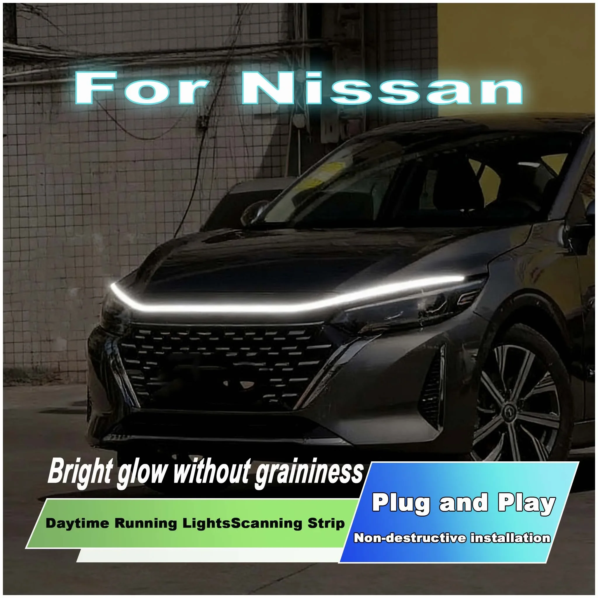 Para Nissan NV200 VANETTE EVALIA, Nueva Luz Diurna LED Mejorada, con Escaneo al Arrancar, Guía Decorativa para el Capó del Coche, 12V