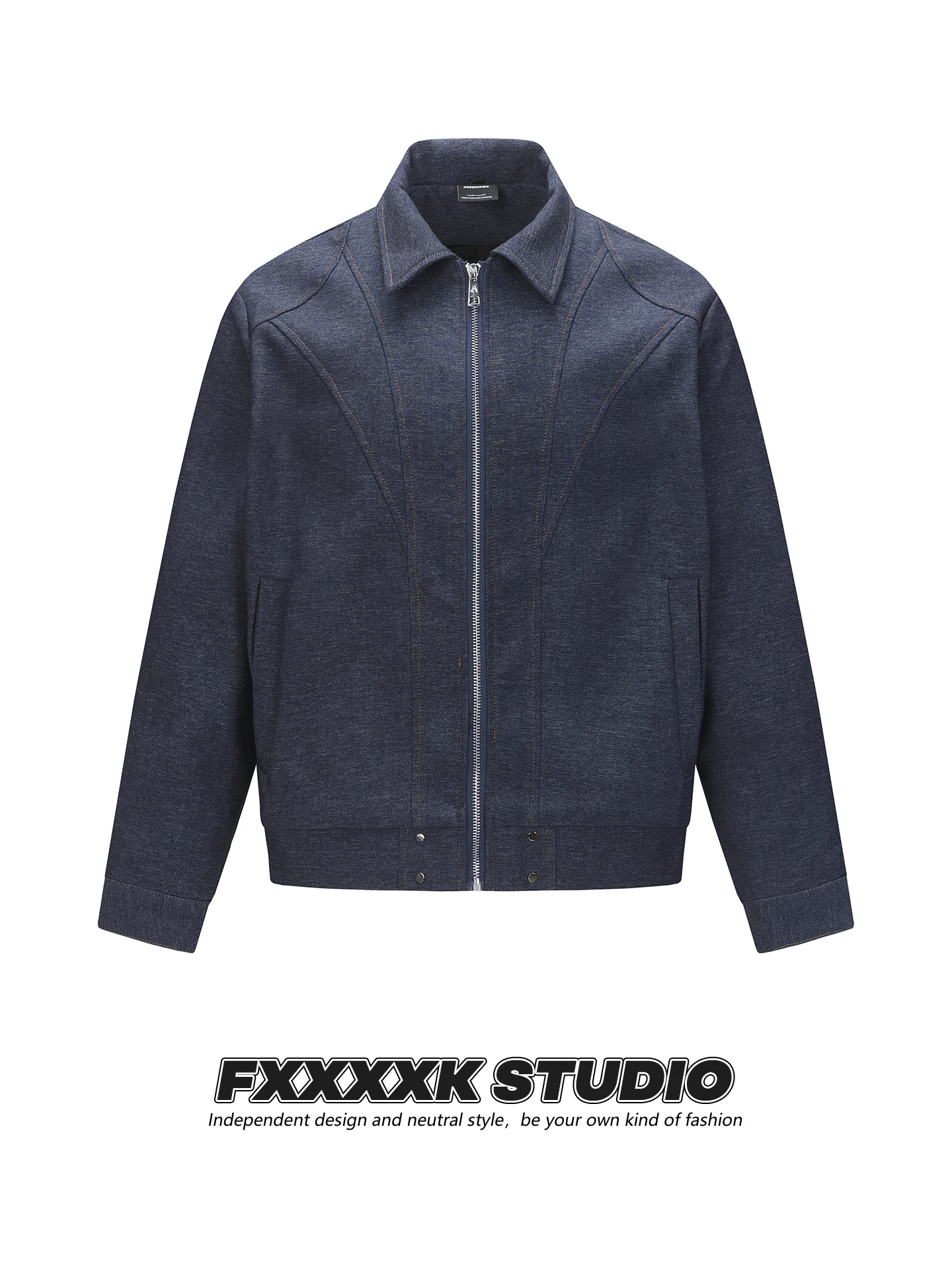 

Мужская верхняя одежда FXK: Оригинальный американский ретро-кардиган из денима с деконструированным пэчворком, заклепками и молнией