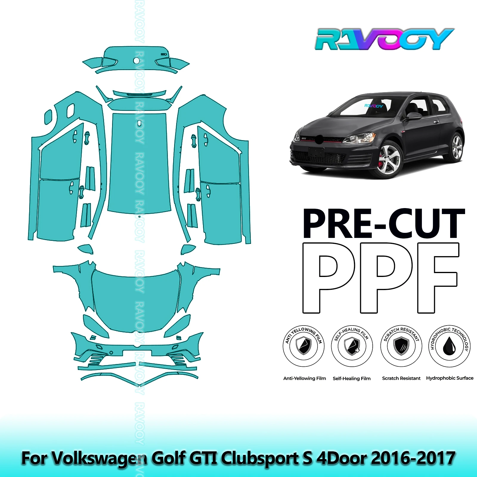 

Full Vehicle Clear Bra Precut PPF Paint Protection Film For Volkswagen Golf GTI Clubsport S 4Door 2016-2017