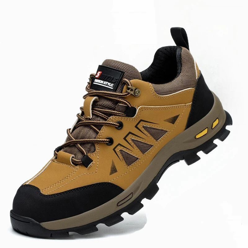 men fashion breathable steel toe cap work shoes worker safety boots outdoors welding sneakers tooling security footwear protect image 2