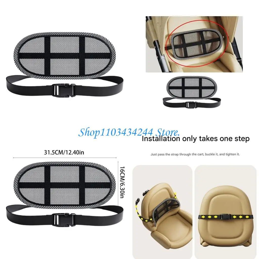

Baby Strollers Back Cushion Ergonomic Support Breathable Easy To Clean Pram Pad