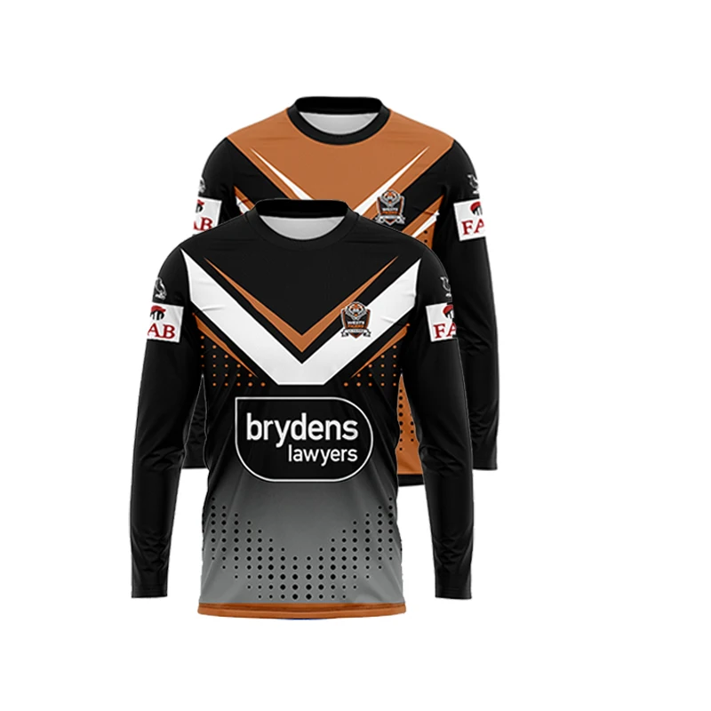 

2024 West Tigers Long Arm Rugby Group Match, Home and Away, Size: S-XXXL (Print Custom Name Number)