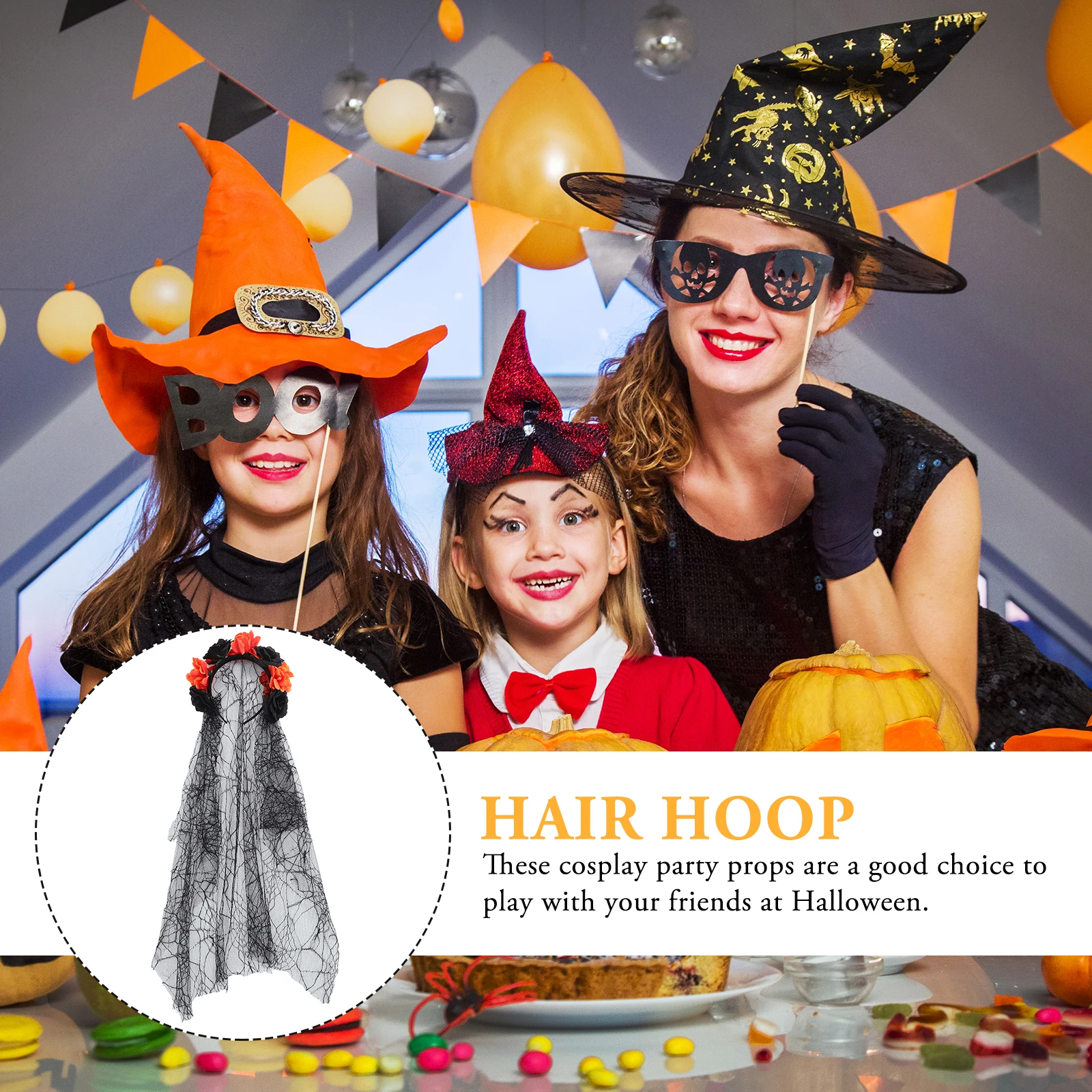 

Headb Halloween Party Costume Adult Headdress Silk Hair B Ghost Bride Prop Photography Cosplay Accessory Holiday