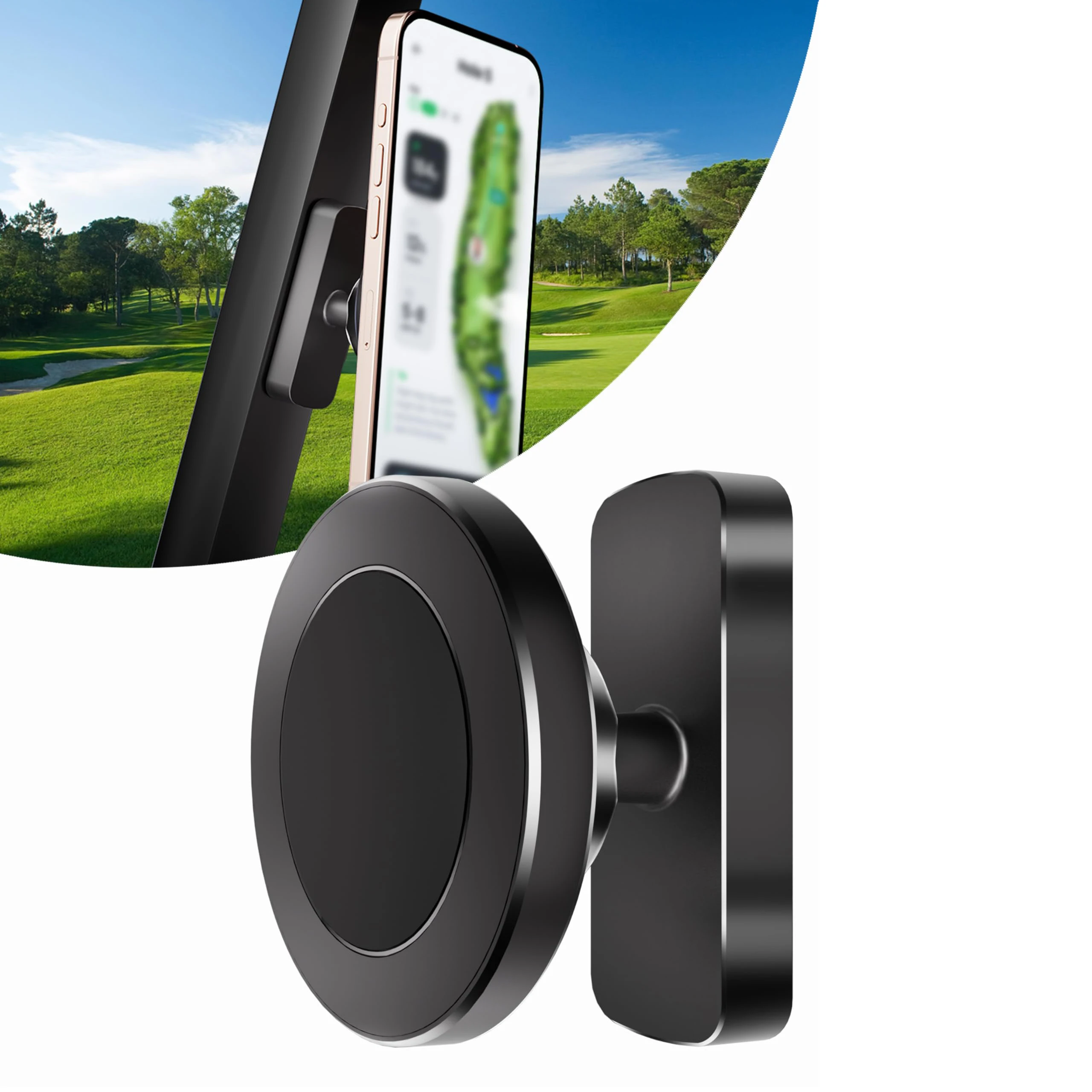 Magnetic Phone Holder for Golf Cart - Strong N52 Magnets, Fits EZGO Club Car Yamaha Golf Carts & Any Metal Surface Golf Cart Acc