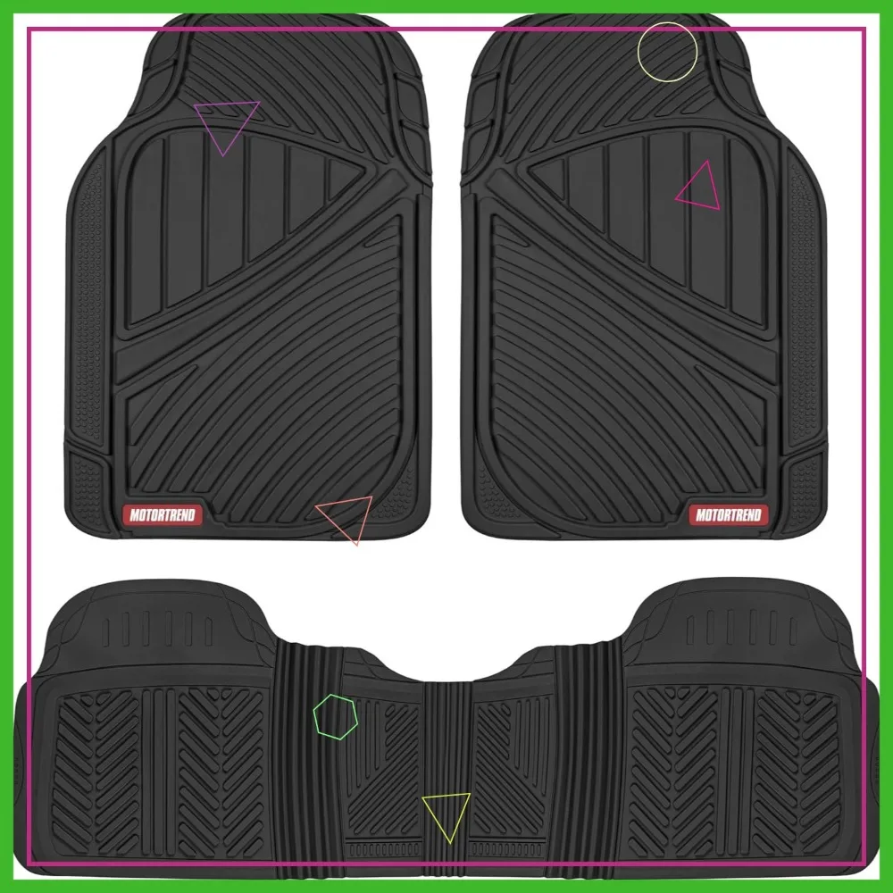 

All Weather Rubber Car Floor Mats - Heavy Duty Waterproof 3 Piece Set for Cars Trucks SUVs