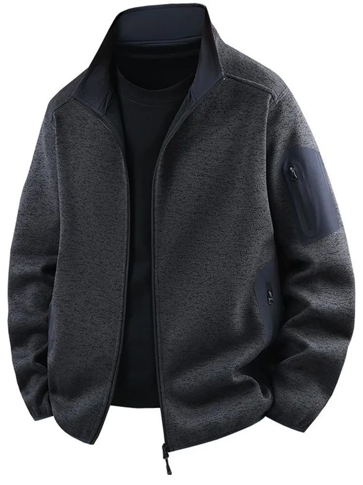 Autumn and Spring New Fashion Solid Color Outdoor Sports Running Sweatshirt Men's Casual Loose Plus Size High Quality Jacket