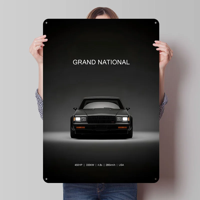 Sports Car Grand National Metal Poster Customized Wall Art Retro Vintage Tinplate Signs for Man Cave Decoration Bedroom Decor