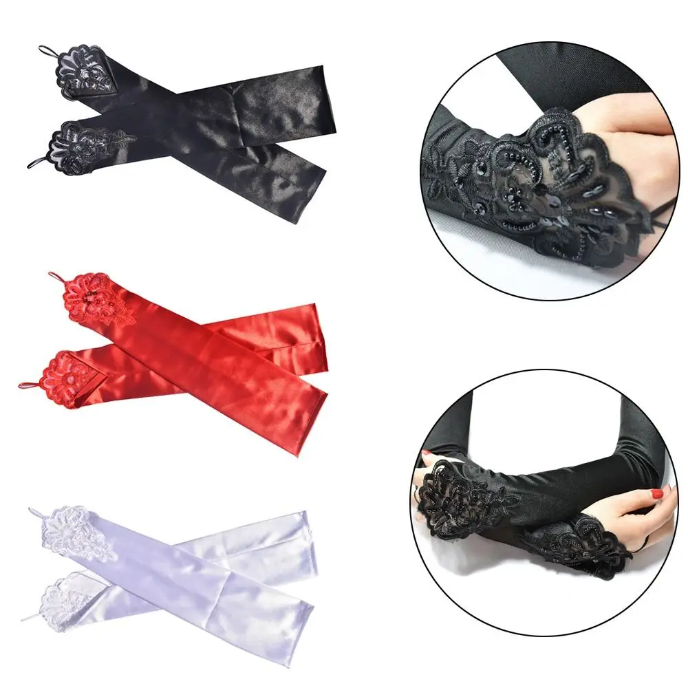 

Wedding Prom Costume Women's Mittens Elbow Gloves Elbow Length Fingerless Gloves Long Opera Gloves Bride Mittens Stretchy Elbow