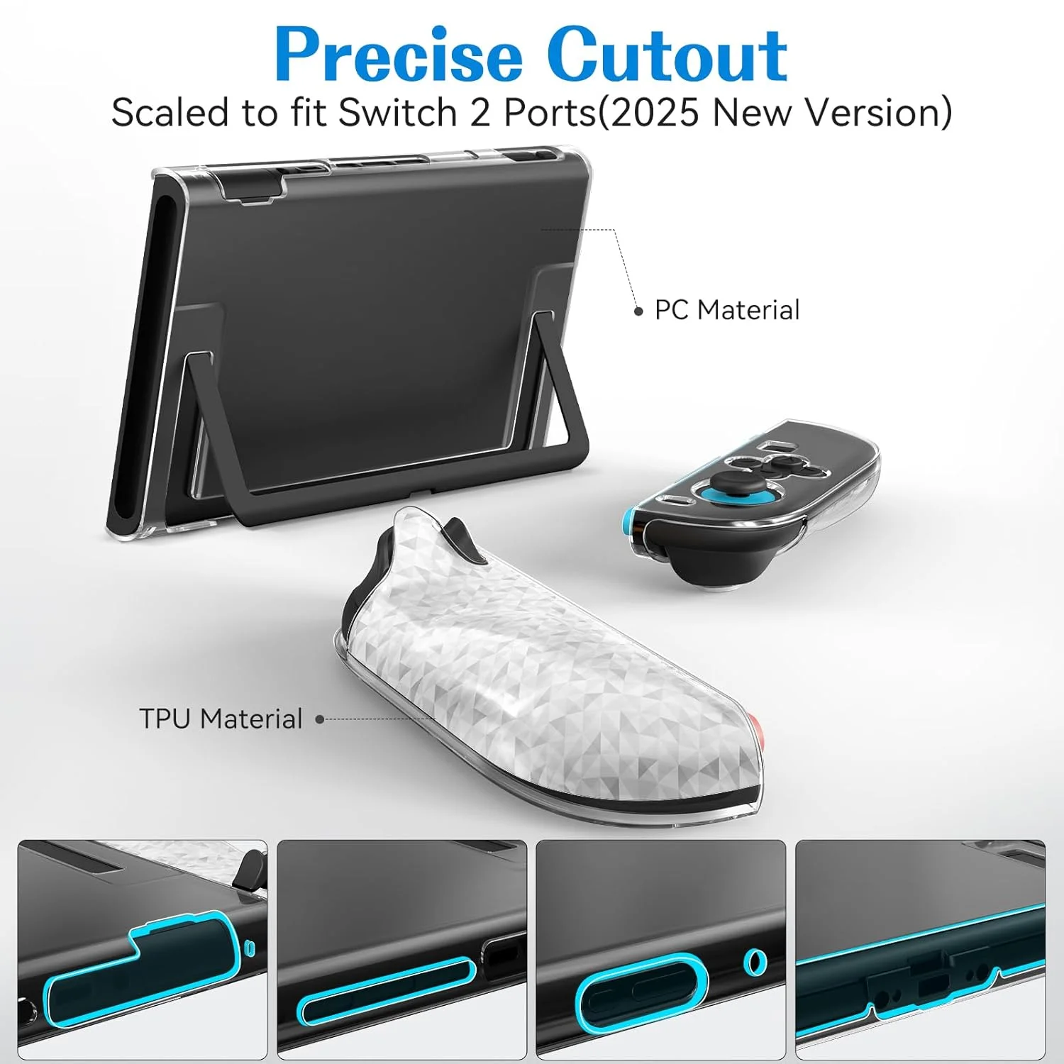 PC+TPU Clear Case Crystal Protective Cover for Nintendo Switch 2 Anti-Scratch Split  Shell Protector For Switch 2 Accessories