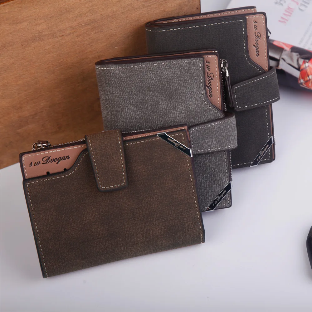 Kurze Luxus Hohe Qualität männer Brieftaschen Zipper Business Münzfach Männlichen Karte Halter frauen Klassische PU Leder Marke haspe Geldbörse
