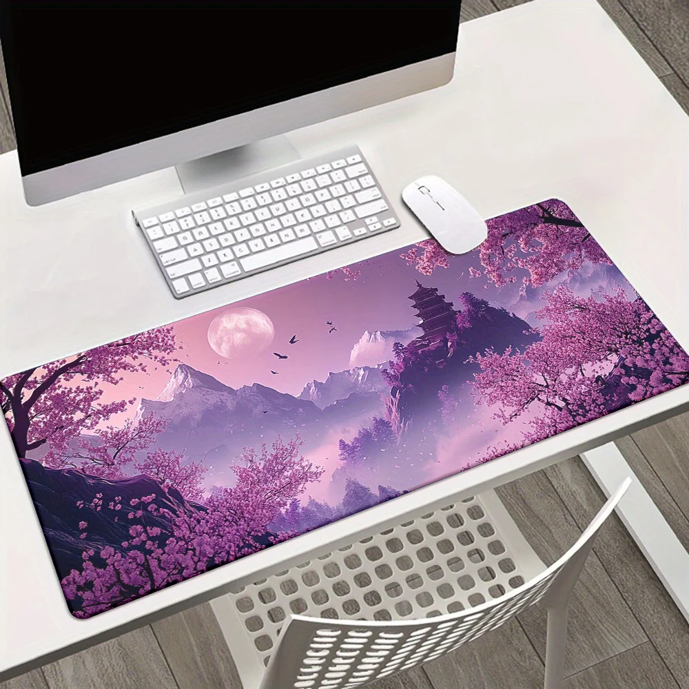 Sakura Moon Scape Anti-Slip Rubber Durable Mouse Pads Gaming Keyboard Desk Mats Suitable For Laptop and Computer Office Supplies