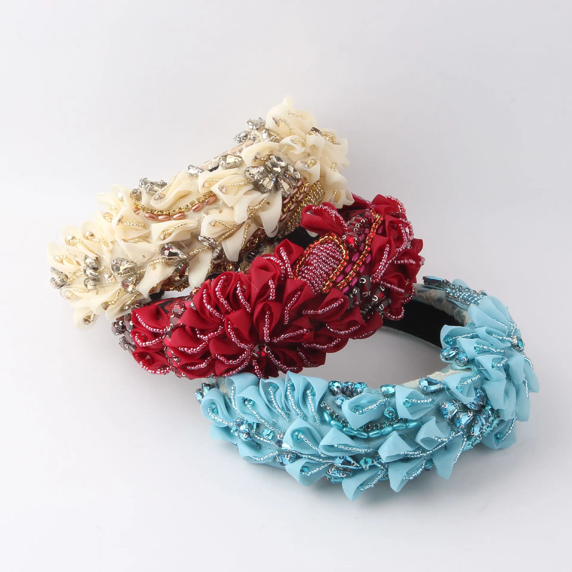 European and American New Fashion Luxury Sponge Beaded Headband Women's Hair Accessories