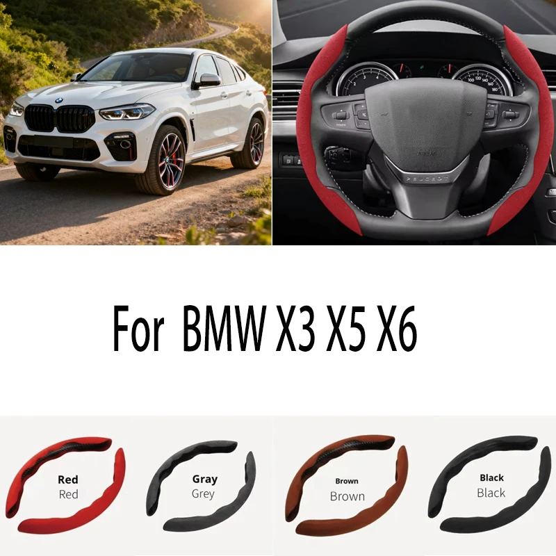 

For BMW X3 X5 X6 Car Steering Wheel Cover 38CM Anti-Slip Suede Steering Wheel Cover Auto Decoration Accessory