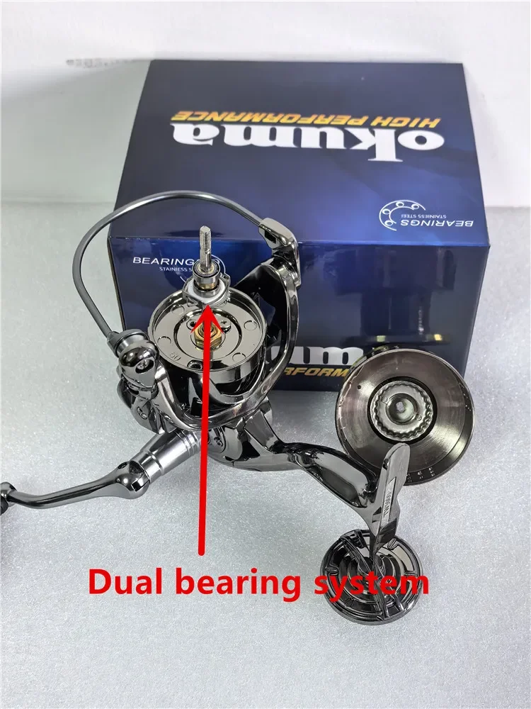 Okuma All Metal Rust Proof Smooth Bearing 5.5:1 Fishing Reel Drag System 15Kg Maximum Power Rotating Wheel Fishing Coil1000-5000
