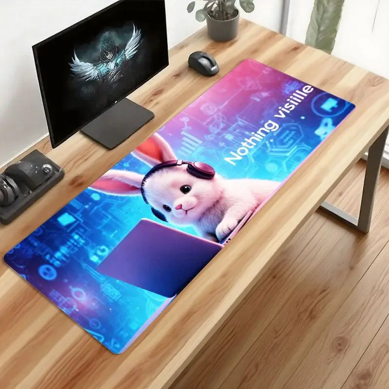 لوحة ماوس ألعاب أرنب رائعة، ناعمة ومتينة، قاعدة مضادة للانزلاق، مثالية للاستخدام المنزلي والمكتبي، تصميم 31.5 × 11.8 بوصة