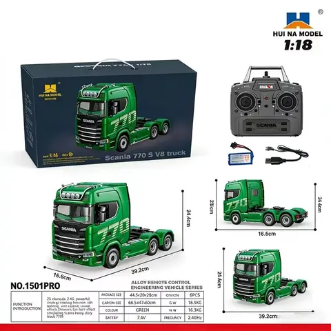 Huina 1501pro/1509 2025 modelo de reboque de caminhão pesado com controle remoto carro de tração avançado brinquedo de alta qualidade para crianças e adultos