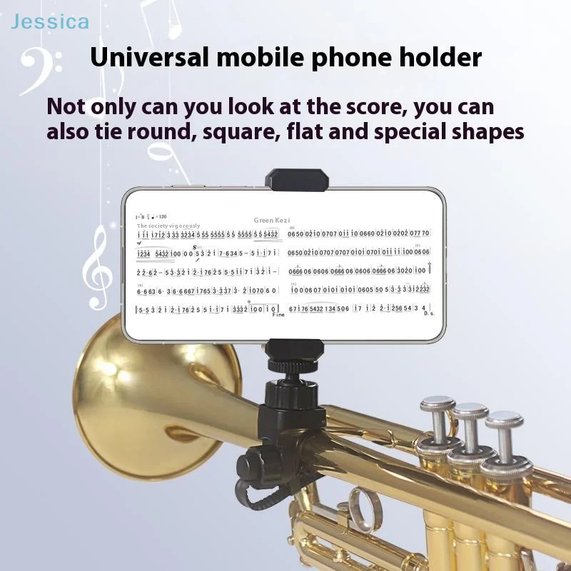

♥ Подставка для телефона с музыкальным инструментом, труба, лира, держатель для телефона, многофункциональная запись для селфи, вращающийся фиксированный зажим для ремня для инструмента