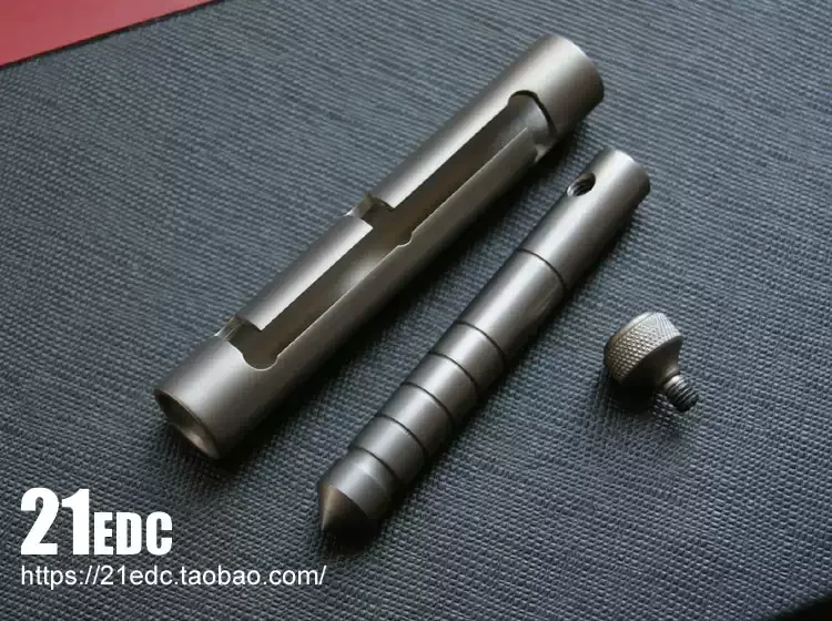 21EDC Titanium Alloy Tungsten Steel Attack Cool Stick Telescopic Breaking Window Strike Tool Key Pendant