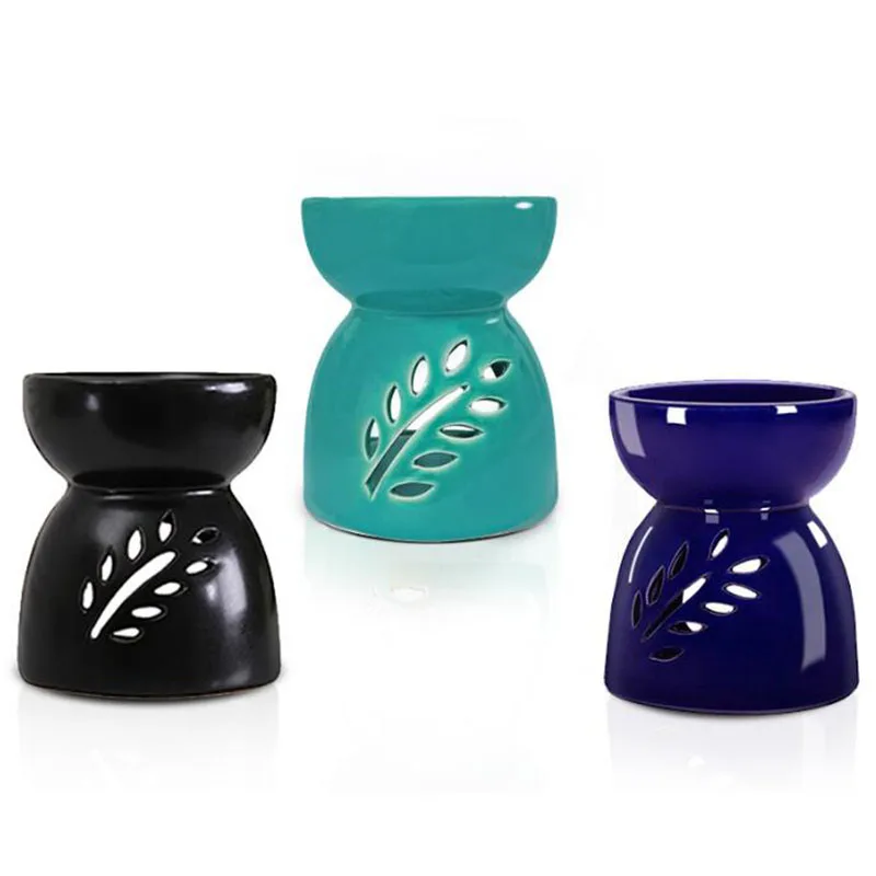Ceramic Essential Oil Incense Burner Aromatic Furnace Big Capacity Hollow Leaf Burner Aroma Oil Lamp Use SPA Home Decor