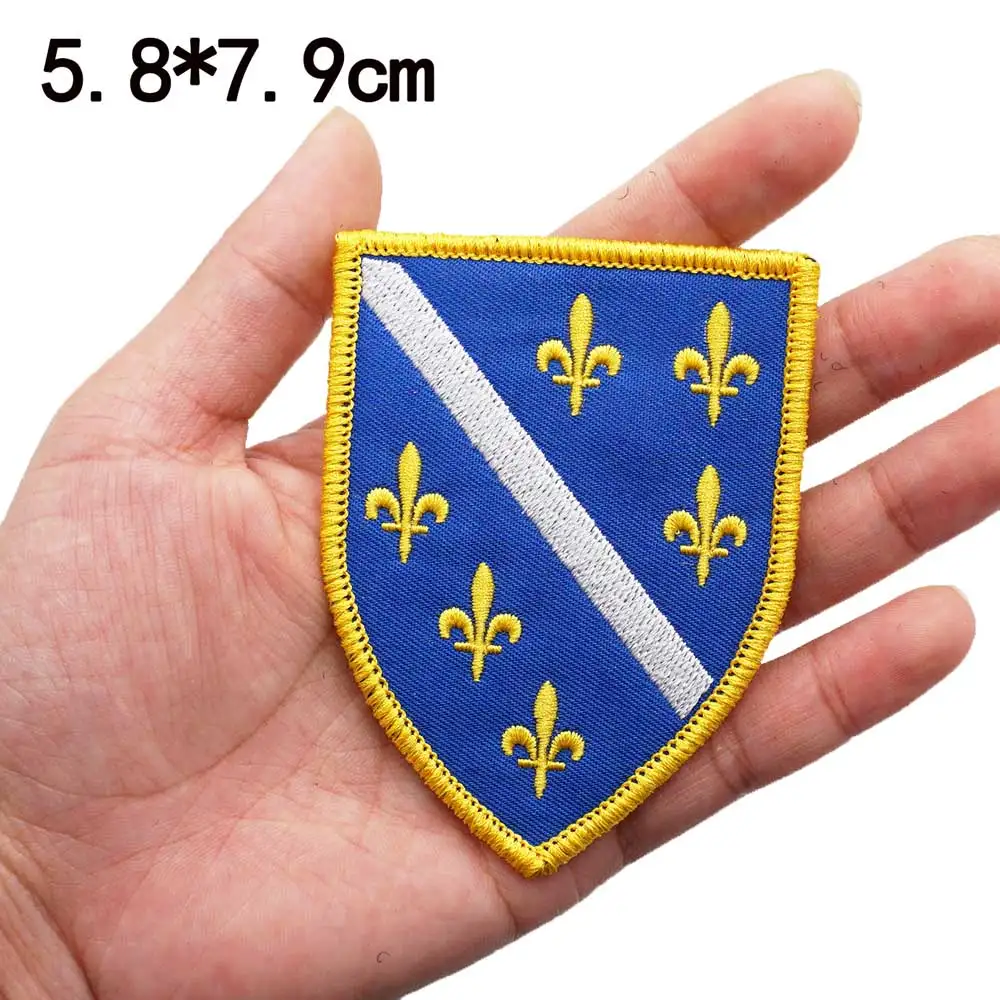 bosnia and herzegovina flag Badge Embroidered Applique Sewing Label punk biker Patches with hook backing