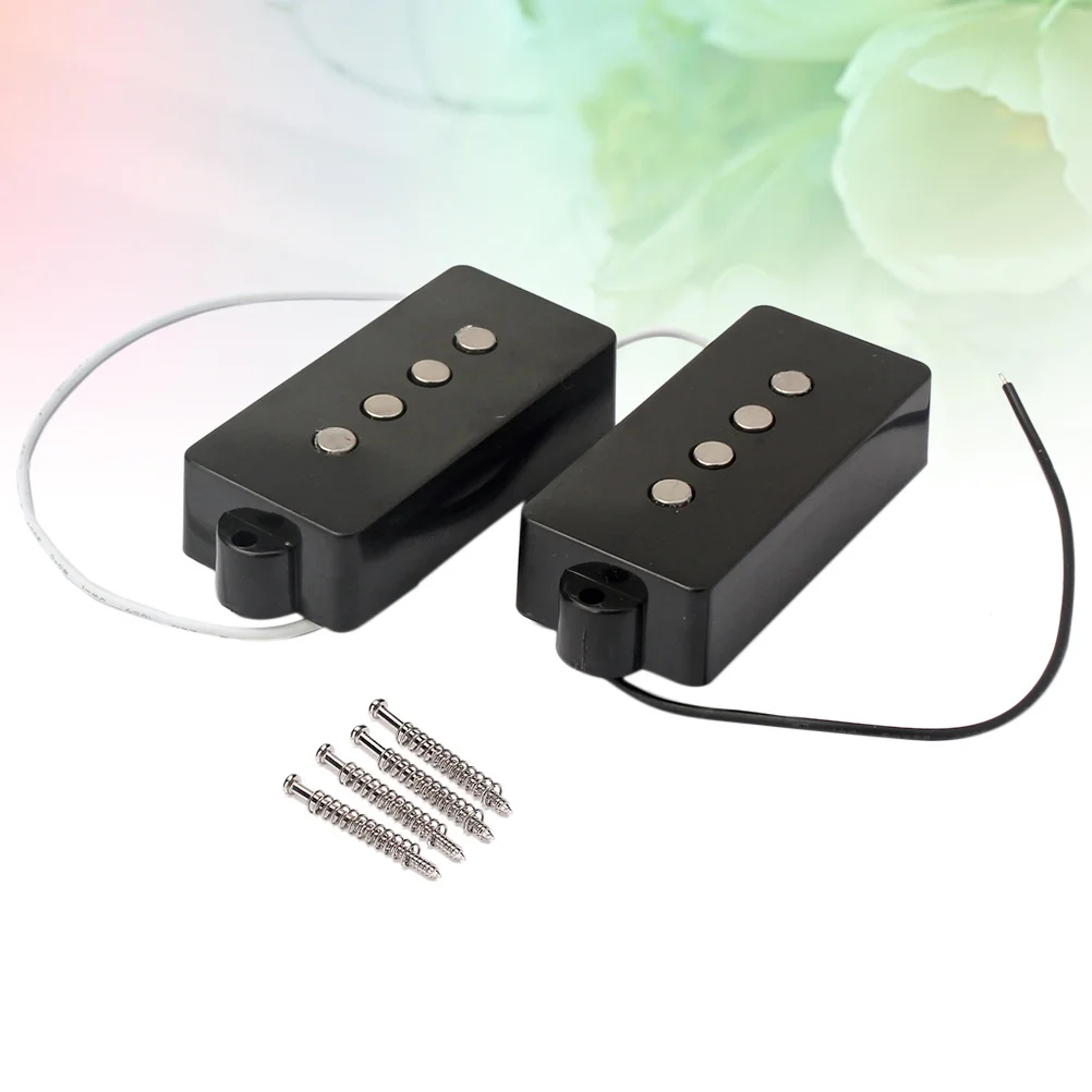 4 String Bass Pickups Set Black Open Style For Pb Electric Bass Guitar Replacement V Medium Output Wax Potted Rich