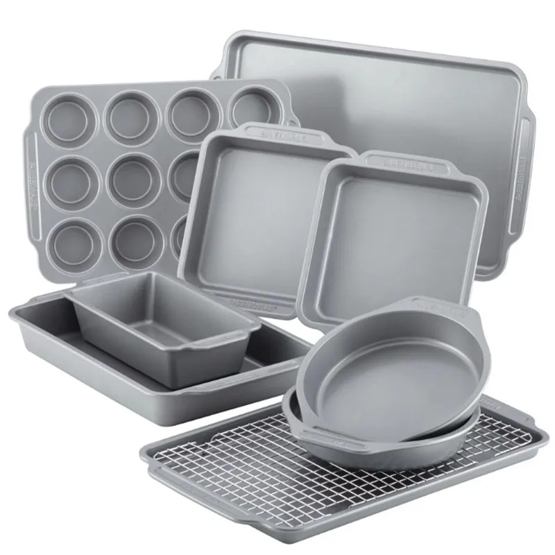 

Farberware 10-Piece Nonstick Bakeware Set with Cooling Rack, Grey