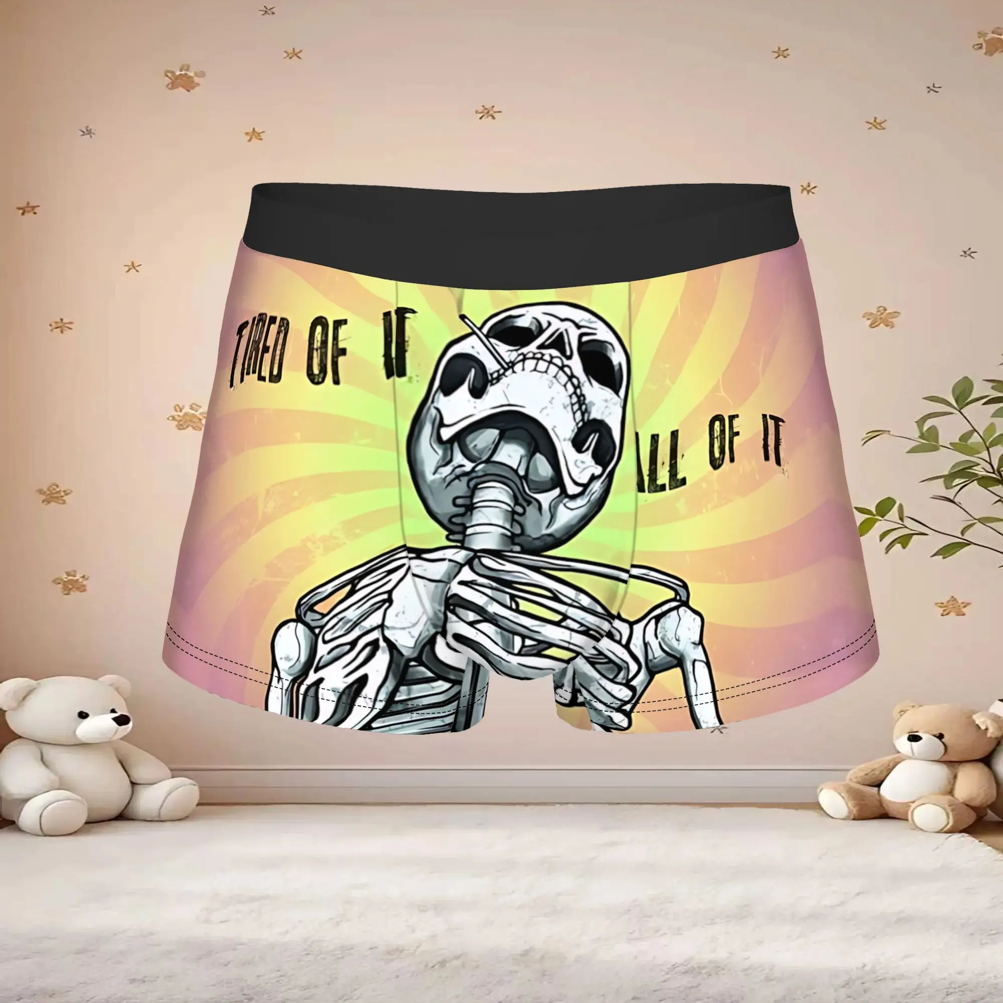 1pc Popular Retro Rainbow Skeleton Graphic boxers  Personalized Panties Men's Underwear Ventilate Shorts Boxer Briefs
