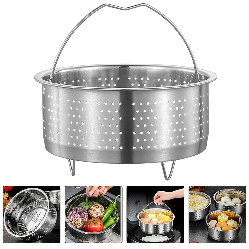 Stainless Steel Rice Steamer Holder Pot Round Basket Rack Fryer Kitchen Strainer Vegetable