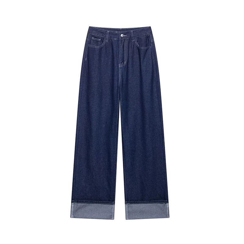 Willshela Damenmode 2-teiliges Set Denim Blue Front Zipper Jacken & Vintage High Waist Hosen Feamle Chic Lady Hosen Sets