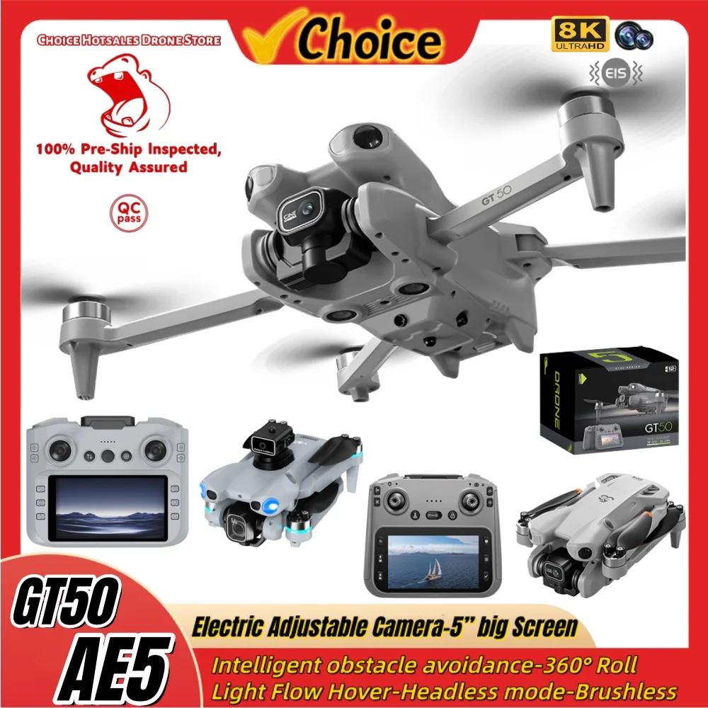 2026 GT50 AE5 Max Drone 8K HD 5 "تحكم في الشاشة بطارية 30 دقيقة وضع مقطوعة الرأس هليكوبتر 360 ° لعبة فليب كوادكوبتر ميني بدون طيار للأطفال #1