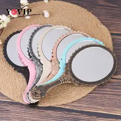 Vintage Carved Handheld Vanity Mirror Makeup Mirror Hand Mirror Handle Cosmetic Compact Mirror for Women 1pc