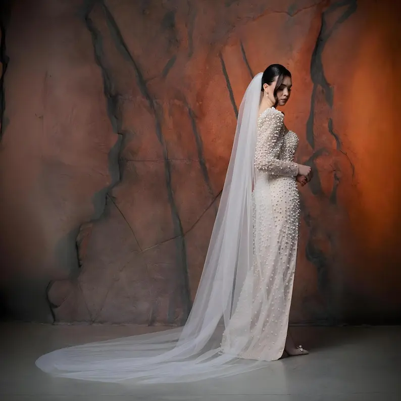 long-classic-bridal-veil-cathedral-length-tulle-headpiece-minimalist-wedding-handmade-customization-length-and-bulk-orders