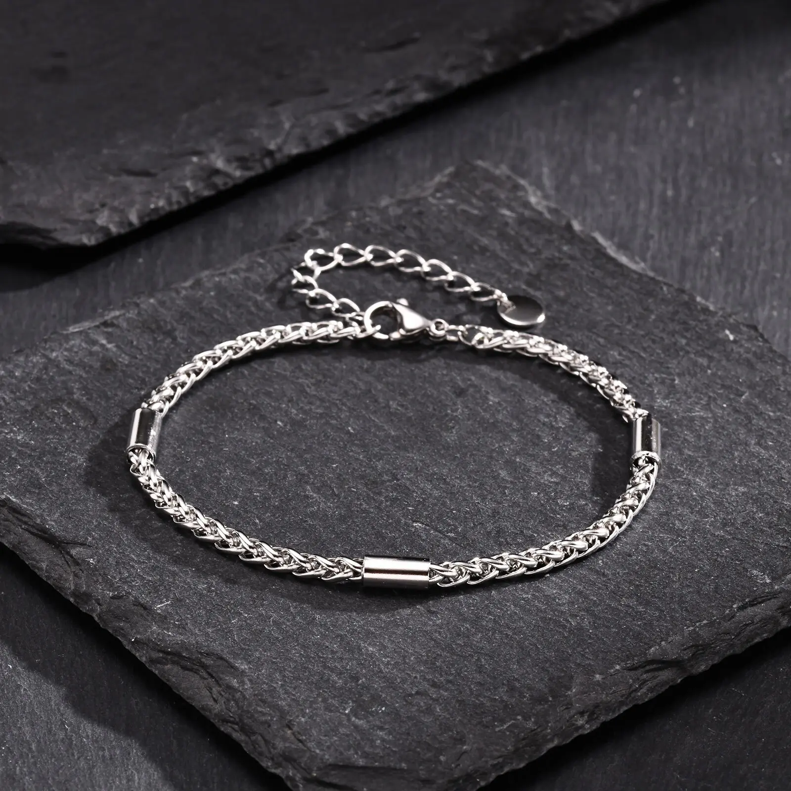 VNOX 3mm Stainless Steel Chain Bracelet for Men Women
