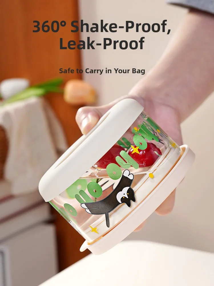 Ultra-Light High Borosilie Glass Microwave Se Lunch Box Fren Preservation Rice Bowl with Meal Carry Container view 4