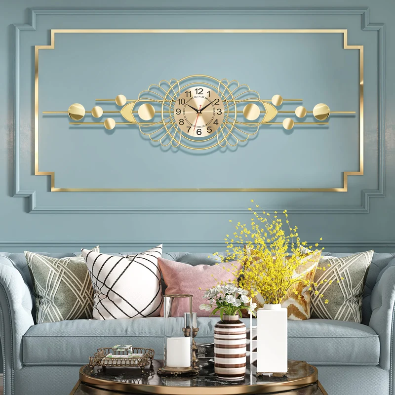 ساعة حائط كوارتز صامتة تصميم جديد الذهب الشمال الفاخرة ساعة حائط رقمية الفن جدارية ديكور خارجي Reloj Pared الديكور المنزل