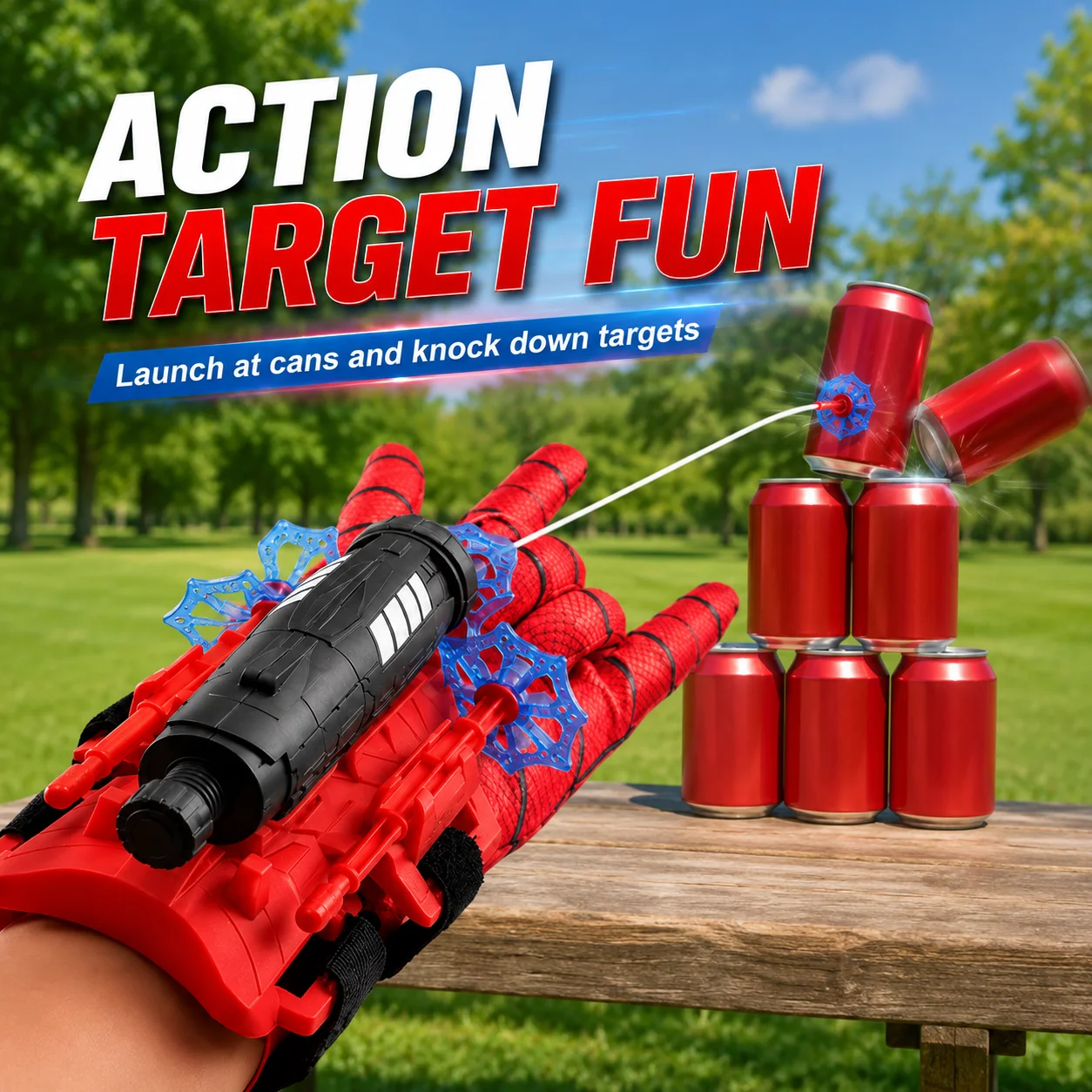 Spider Web Launch Gloves - Red and Blue Hero Toys, Suitable for Children and Adults, Fun Interactive Party Games, ABS Material